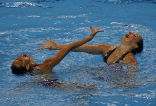 Szinkronúszás páros, selejtező: Fodor Adél, Harcsa Viktória 