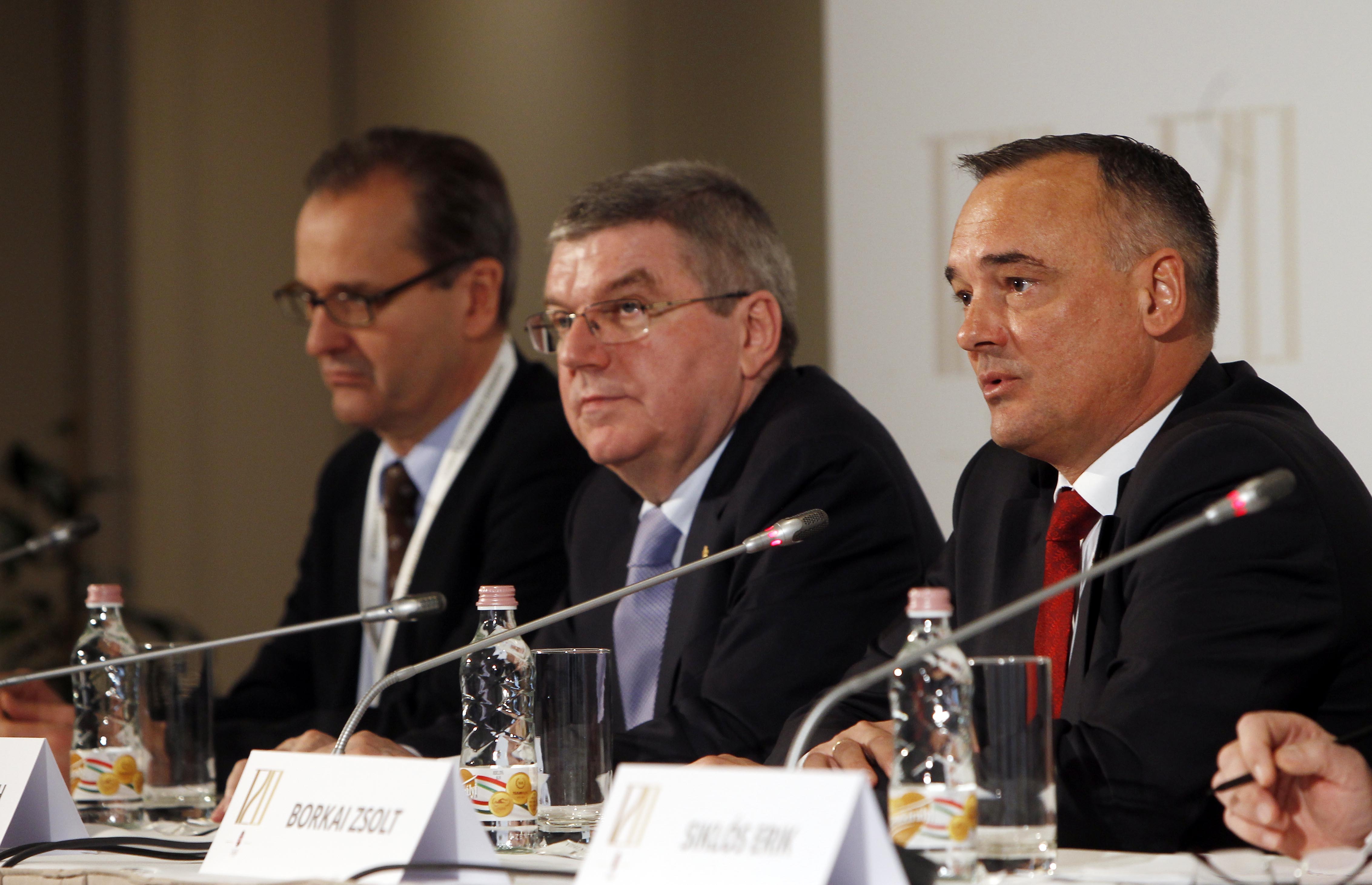 A sajtótájékoztatón Thomas Bach, Borkai Zsolt